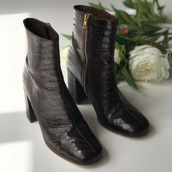 J. Crew Shoes - J.Crew Croc-stamped zip boots